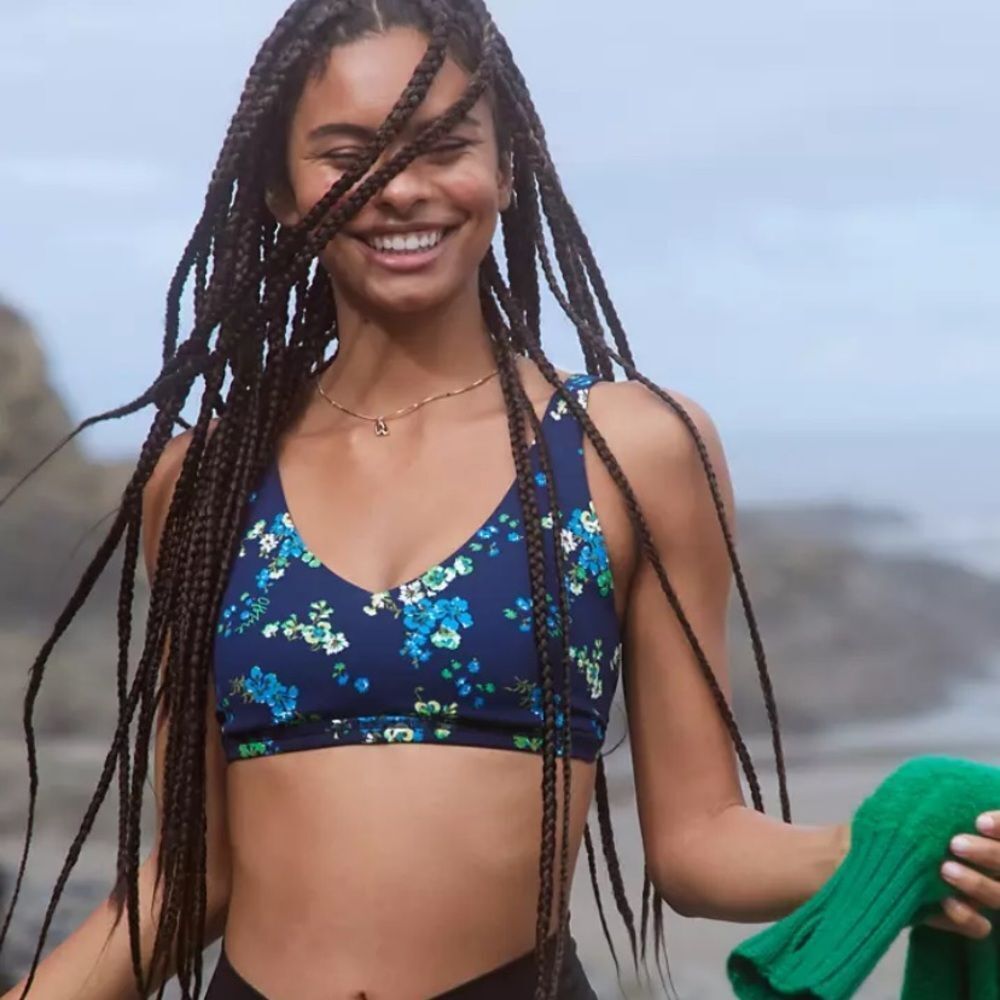 Aerie Blue Floral Sports Bra
